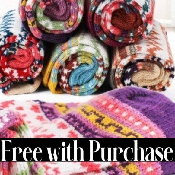 FREE with Purchase / NEW happy feet Wool Crew Socks - Picture 2 of 6